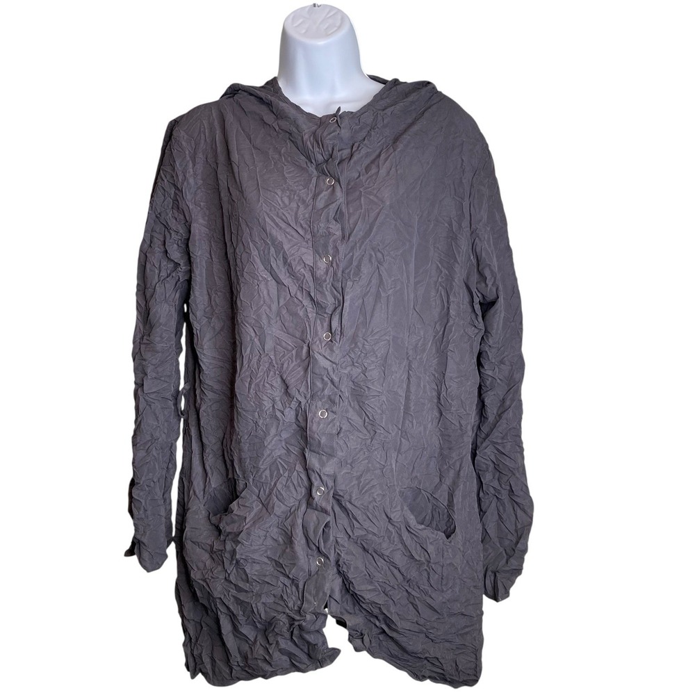 Carol Young Undesigned Women's Snap Hoodie Tunic Jacket Size XL Lagenlook Boho‎